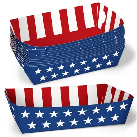 Big Dot of Happiness Stars & Stripes Food Trays, Disposable Food Boats for Memorial Day Picnic, 4... | Walmart (US)