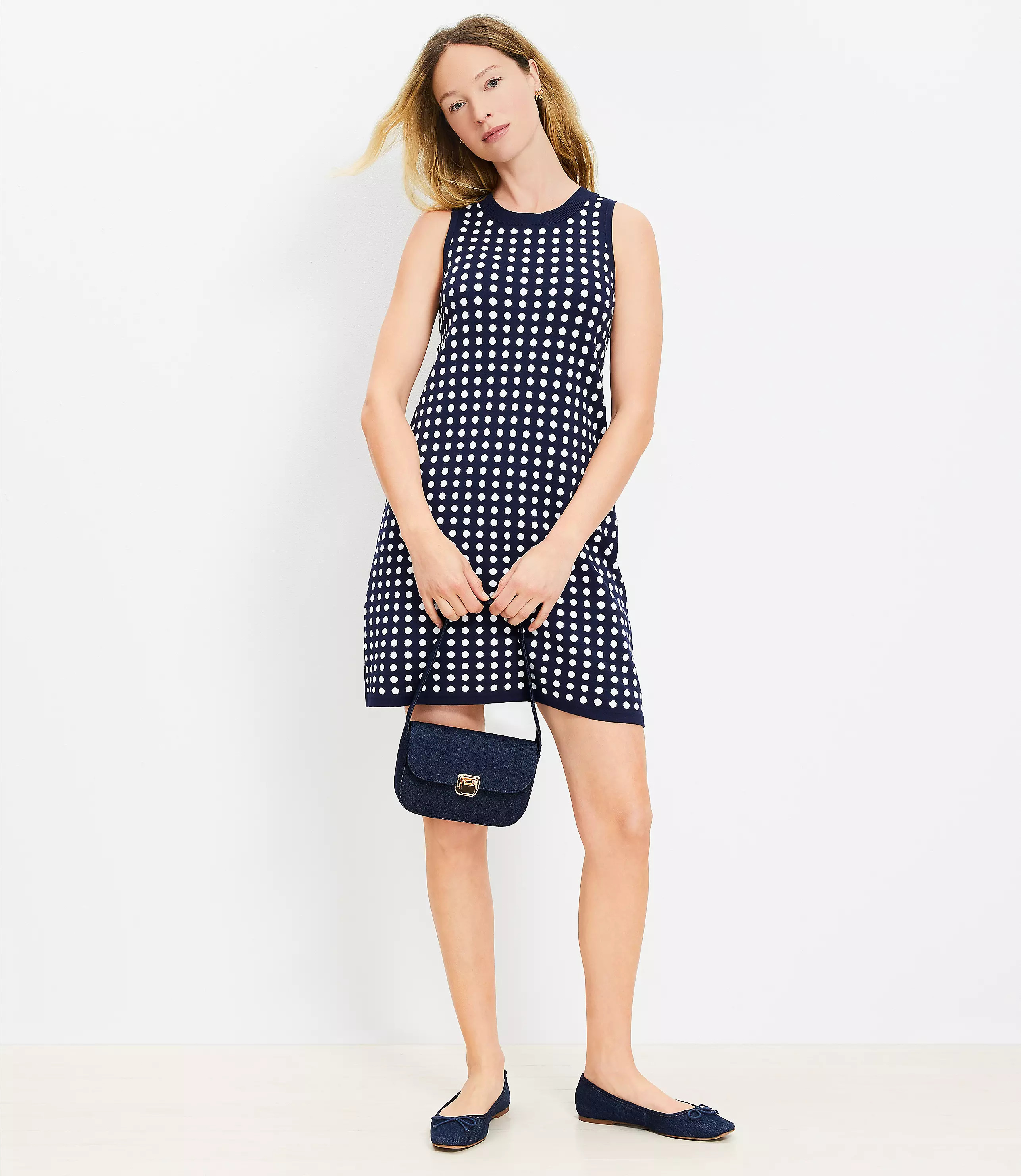 Dotted Mini Shift Dress | LOFT