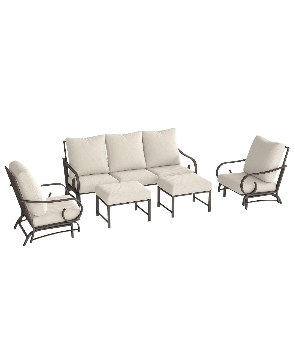 Outsunny 5 Piece Patio Furniture Set with 2 Rockers Outdoor Furniture - Beige | Macy's