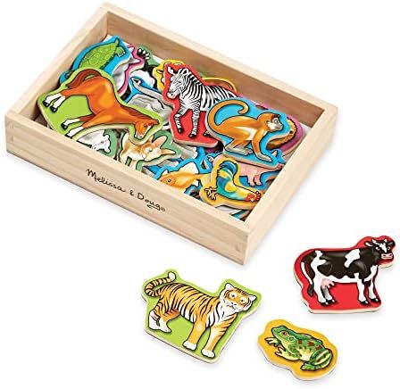 Melissa & Doug 20 Wooden Animal Magnets in a Box - Cute Animal Fridge Magnets, Refrigerator Magne... | Amazon (US)