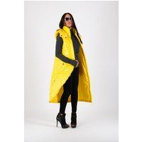 Winter Coat, Sleeveless Coat, Quilted Long Hooded Jacket, Floor Length Yellow Women Overcoat Winter- | Etsy (US)