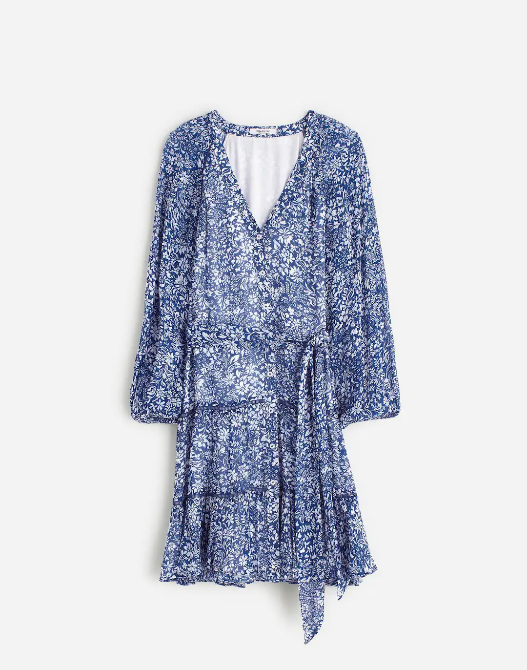 Tie-Waist Tiered Mini Dress in Floral | Madewell