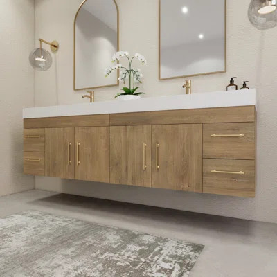 84" Wall-Mounted Double Bathroom Vanity Set | Wayfair North America