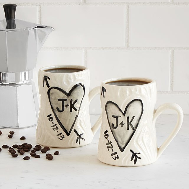 Personalized Porcelain Faux Bois Mug Set | UncommonGoods