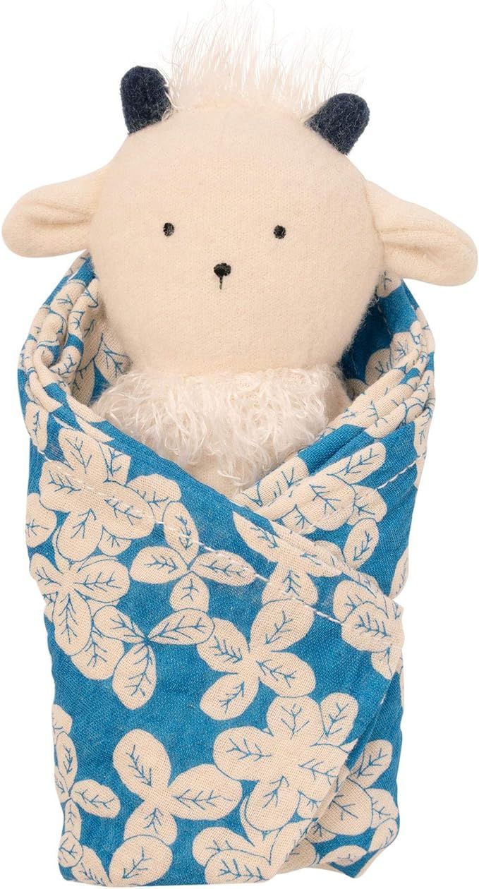 Manhattan Toy Embroidered Plush Goat Baby Rattle + Soft Cotton Burp Cloth, 16 x 16 Inches | Amazon (US)