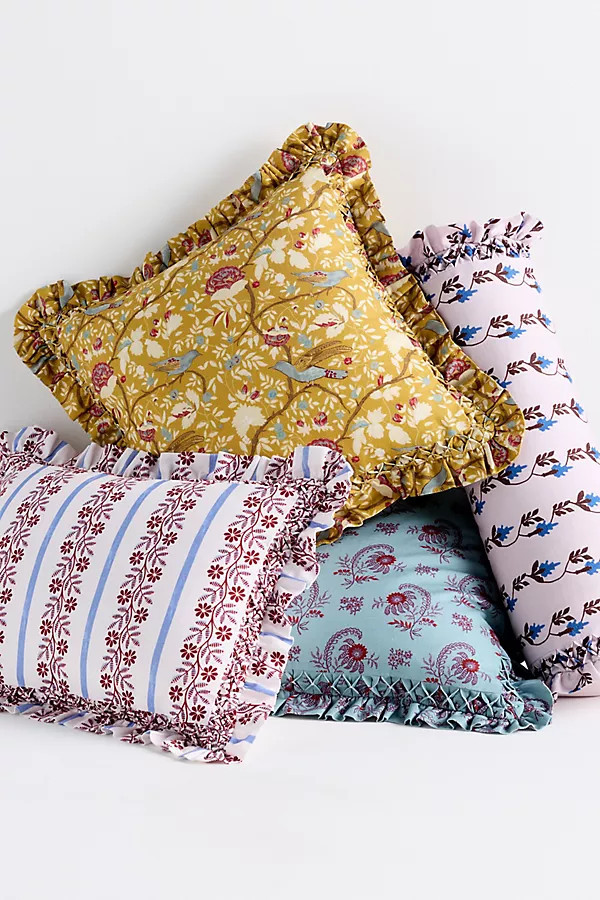 Bernadette Cotton Floral Ruffle Pillow | Anthropologie (US)