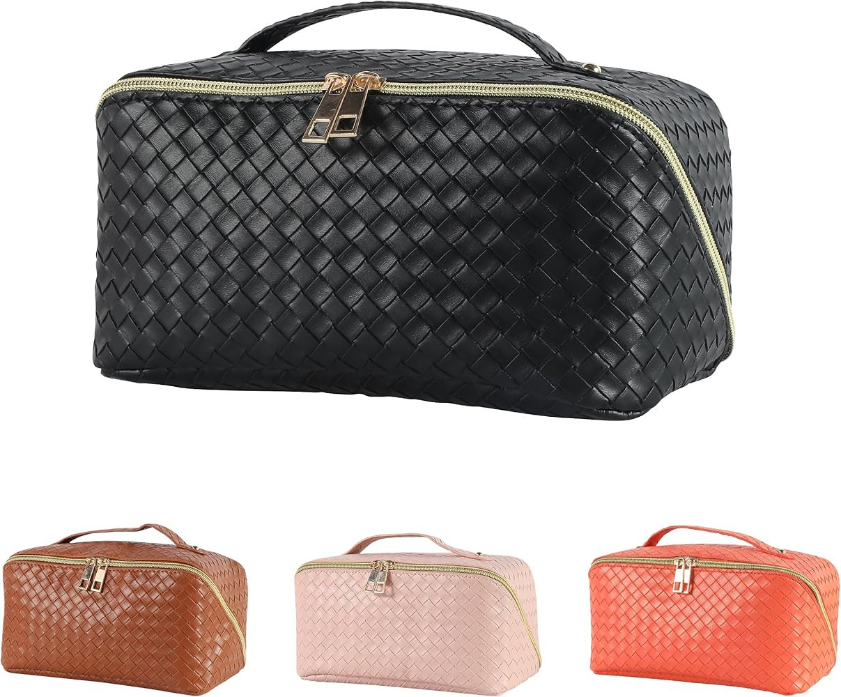 Mountain Land Large Capacity Travel Cosmetic Makeup Bag PU Leather Waterproof Women Portable Toil... | Amazon (US)