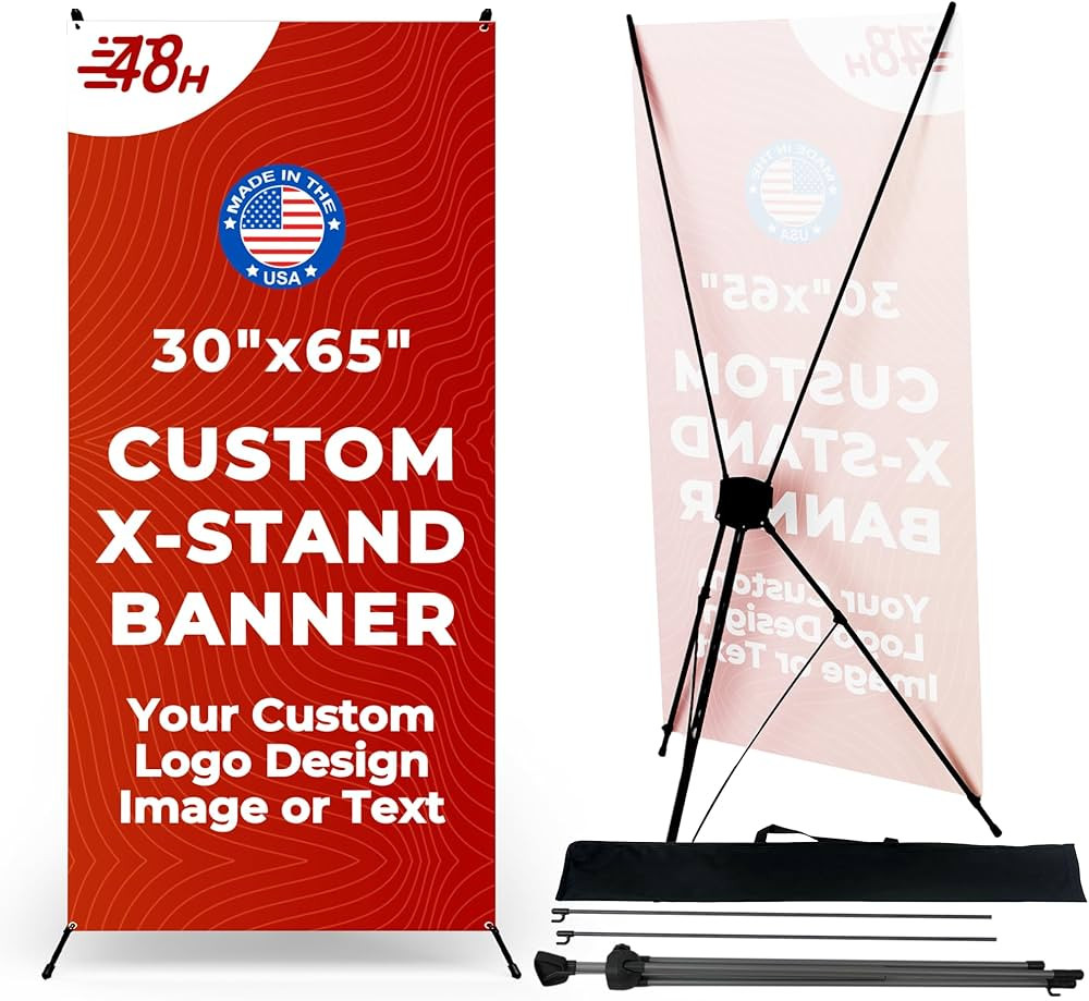 Custom Banner with X Stand by MAVIS PRINT(30" x 65") | Personalized X Banner Stand for Advertisin... | Amazon (US)
