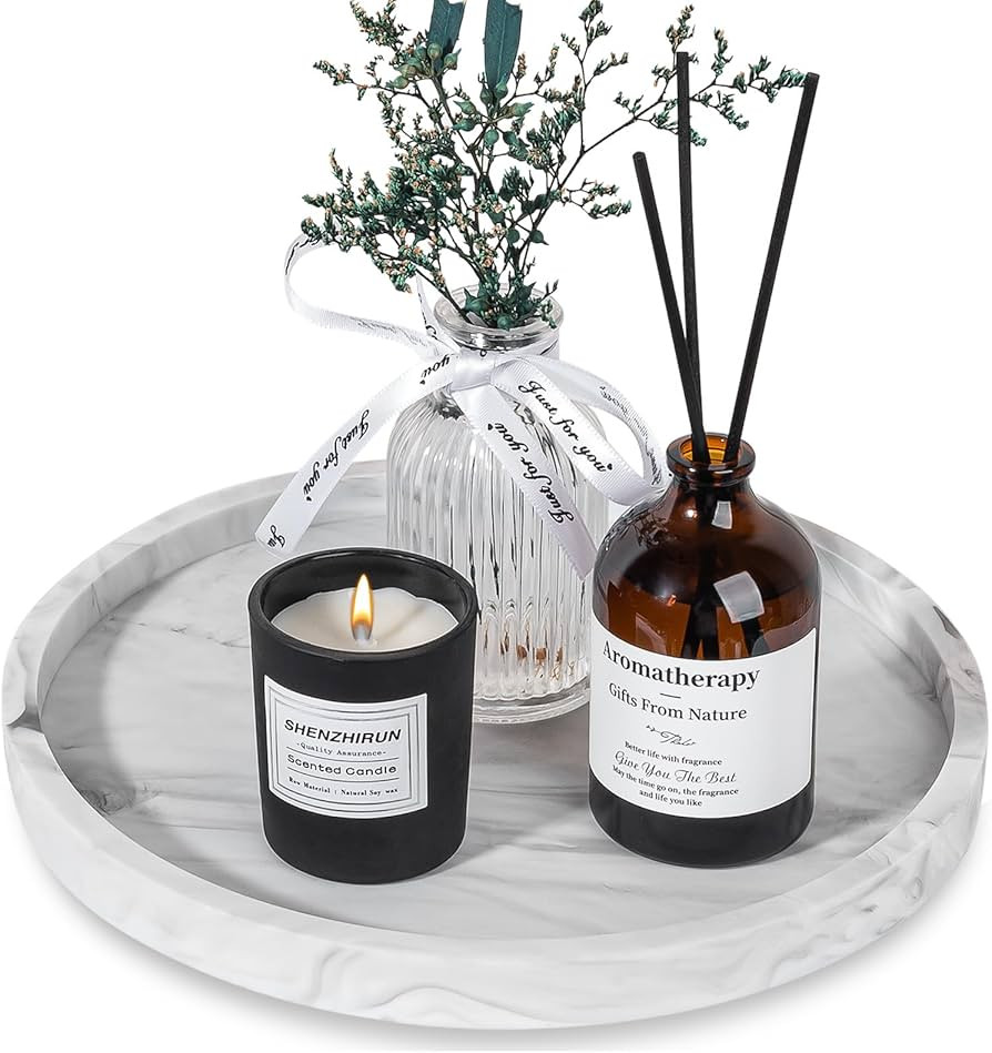 Silicone Bathroom Tray Round Vanity Tray Decorative Soap Holder Kitchen Countertop Organizer Coff... | Amazon (US)