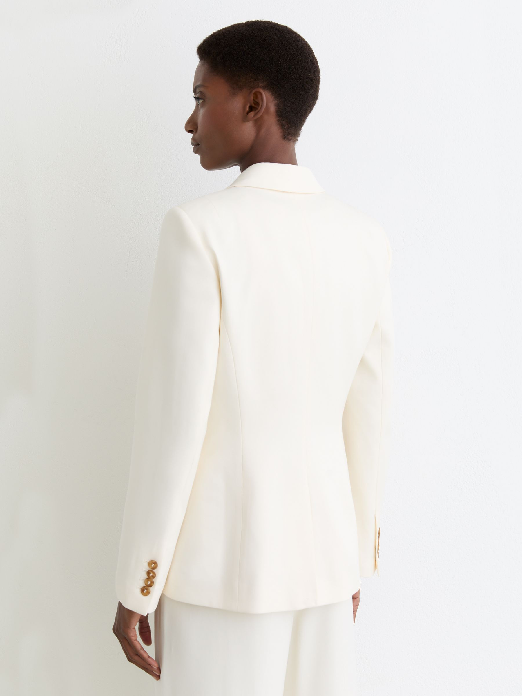 Petite Single-Breasted Tailored Blazer in Cream | Reiss UK