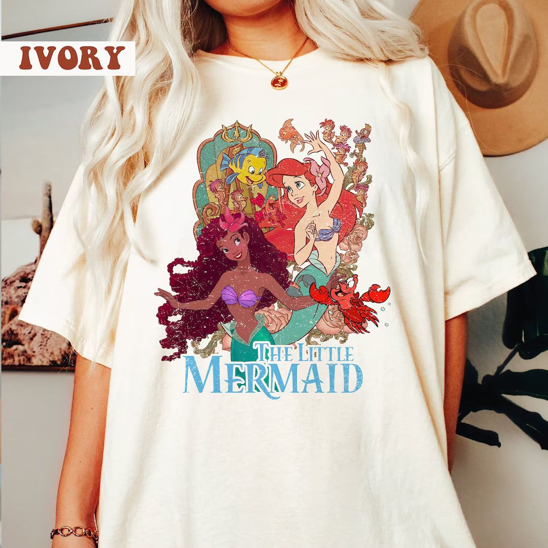 Retro The Little Mermaid Ariel Comfort Colors Shirt, Disneyland Trip Shirt, Family Shirt, The Lit... | Etsy (US)