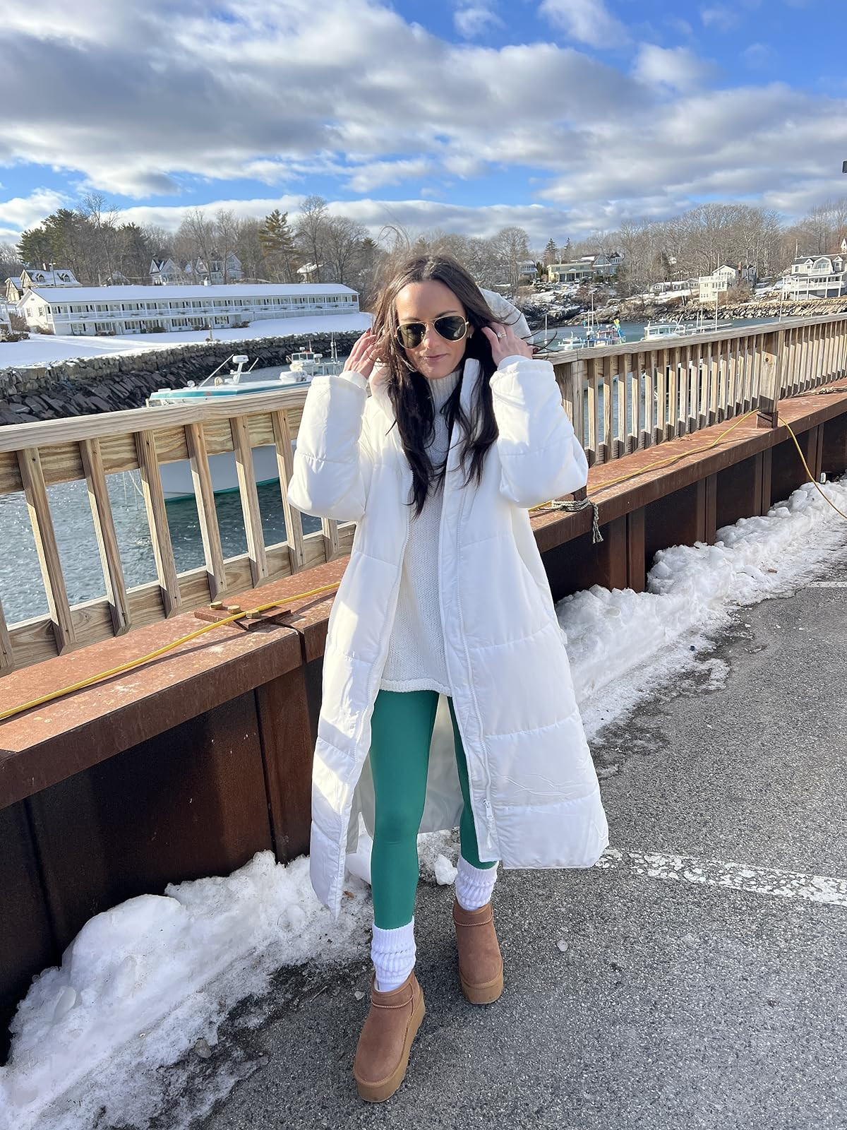 Amazon winter coat outfit! Sweater in S, leggings in XS, coat in S , sized down a full size in these boots!  

 #LTKPetite #LTKFindsUnder100