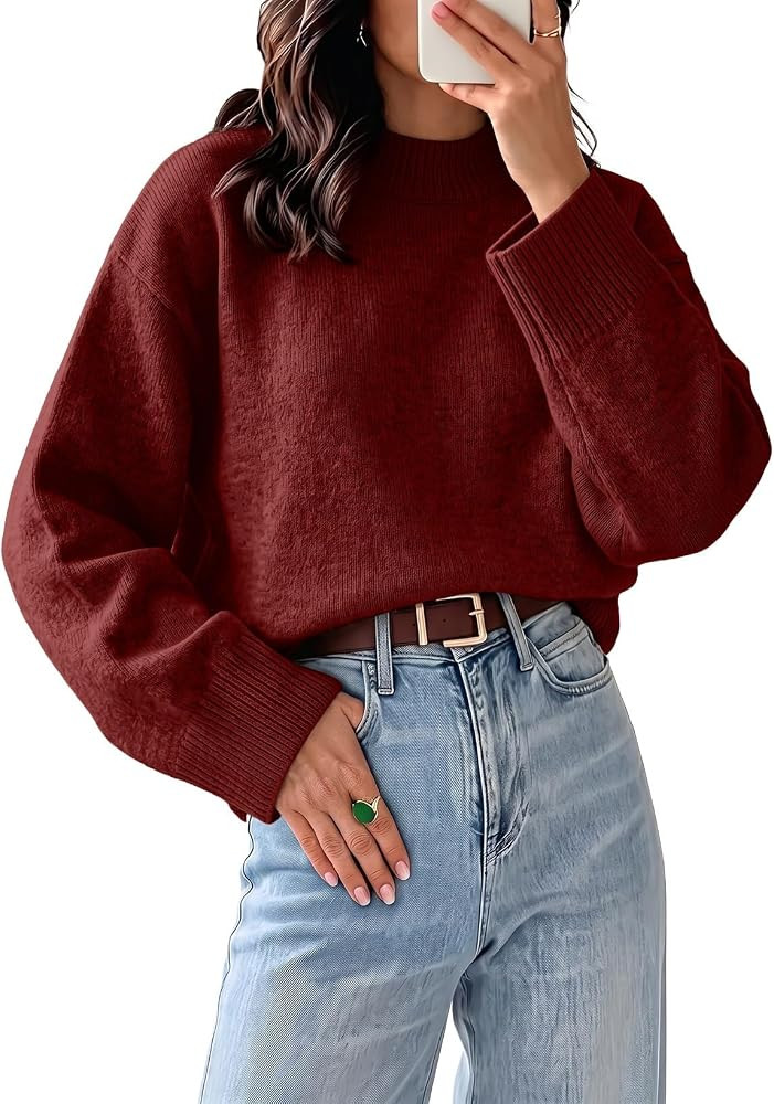 EVALESS Sweaters for Women Fall Long Sleeve Oversized Knit Pullover Tops | Amazon (US)