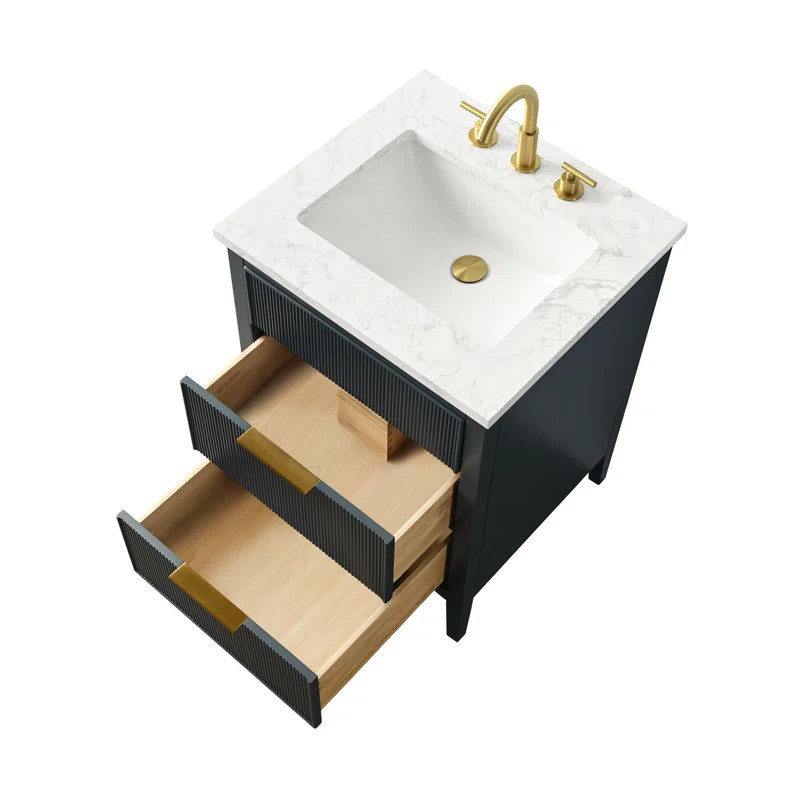 Egremt 24'' Single Bathroom Vanity with Engineered Stone Top | Wayfair North America