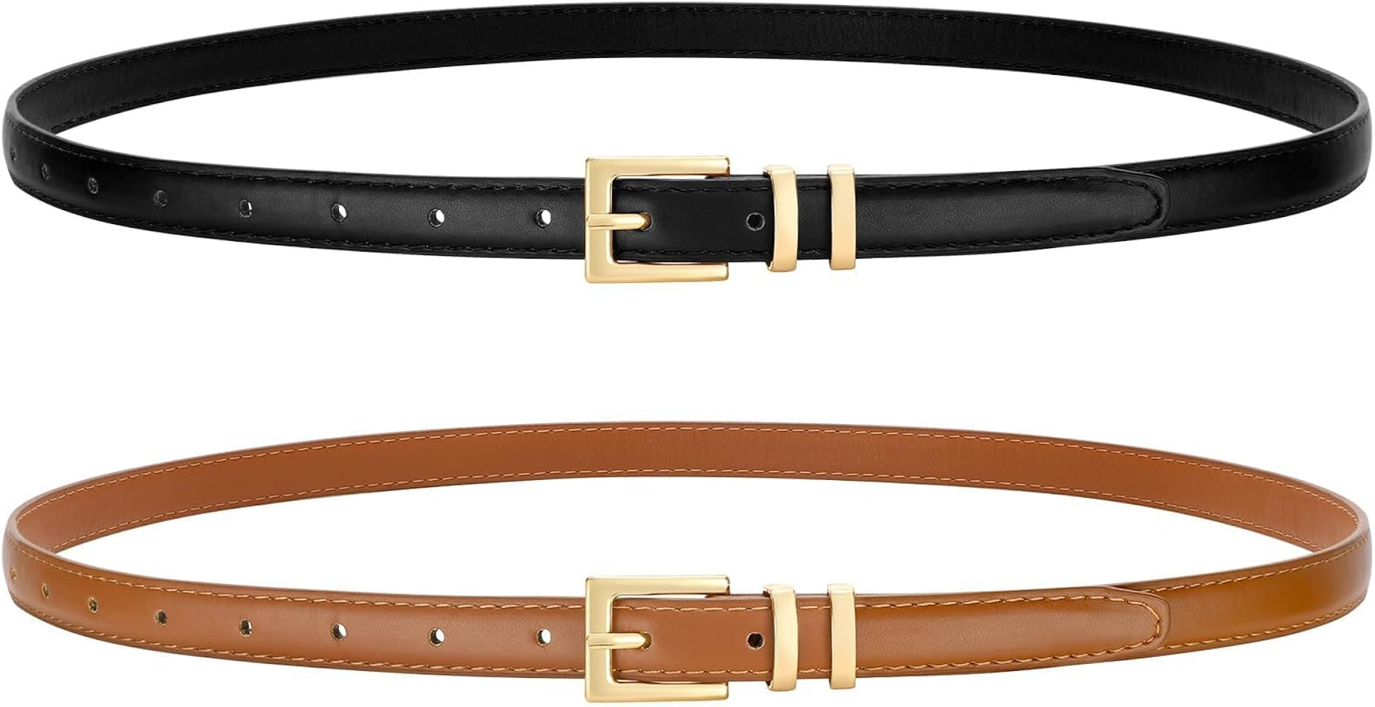 VONMELLI Leather Thin Belts for Women, Fashion Women's Skinny Belts Thin Ladies Belts for Jeans D... | Amazon (US)