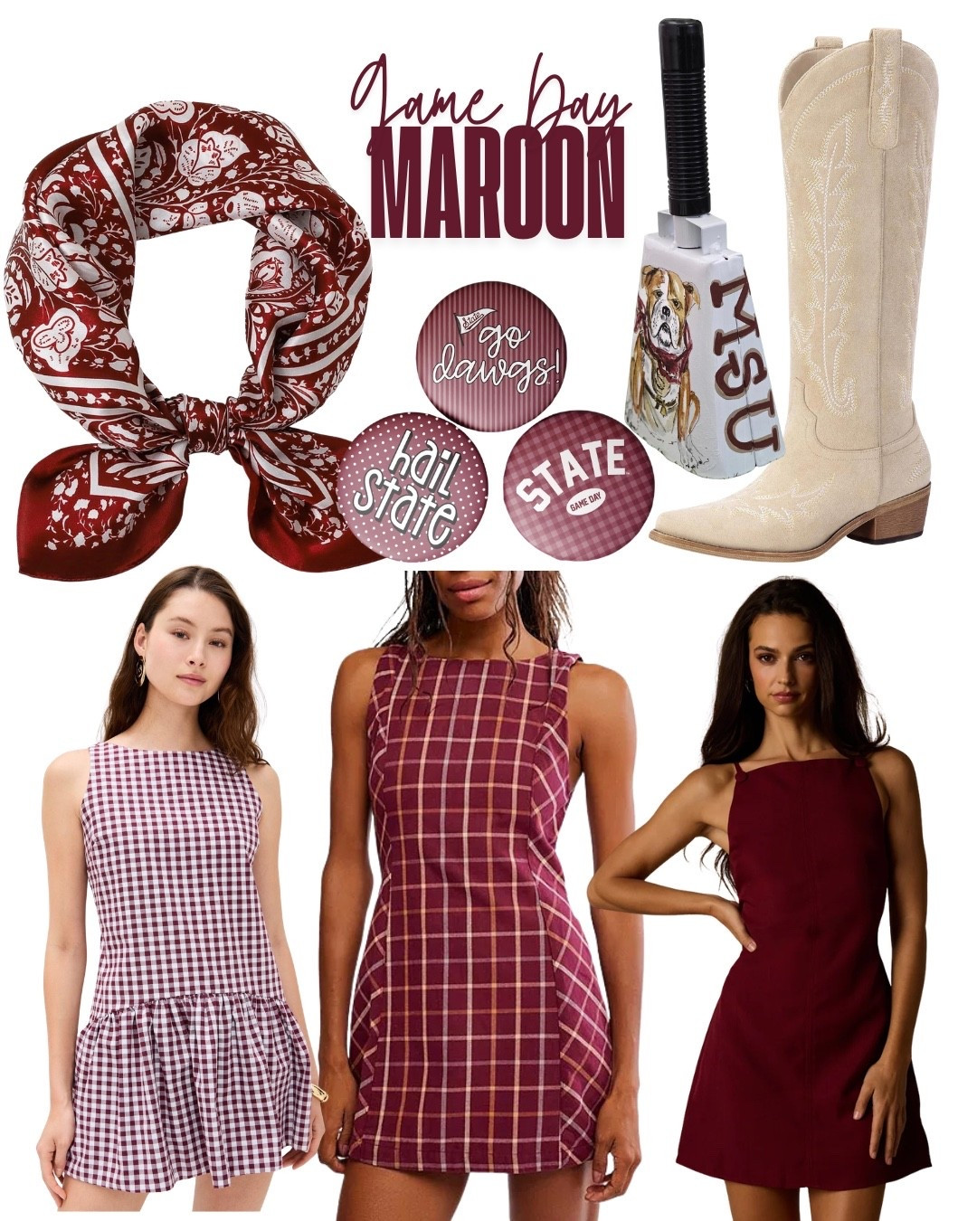Mississippi State game day ootd 

(Gingham dress is from Altard State!)

#LTKootd