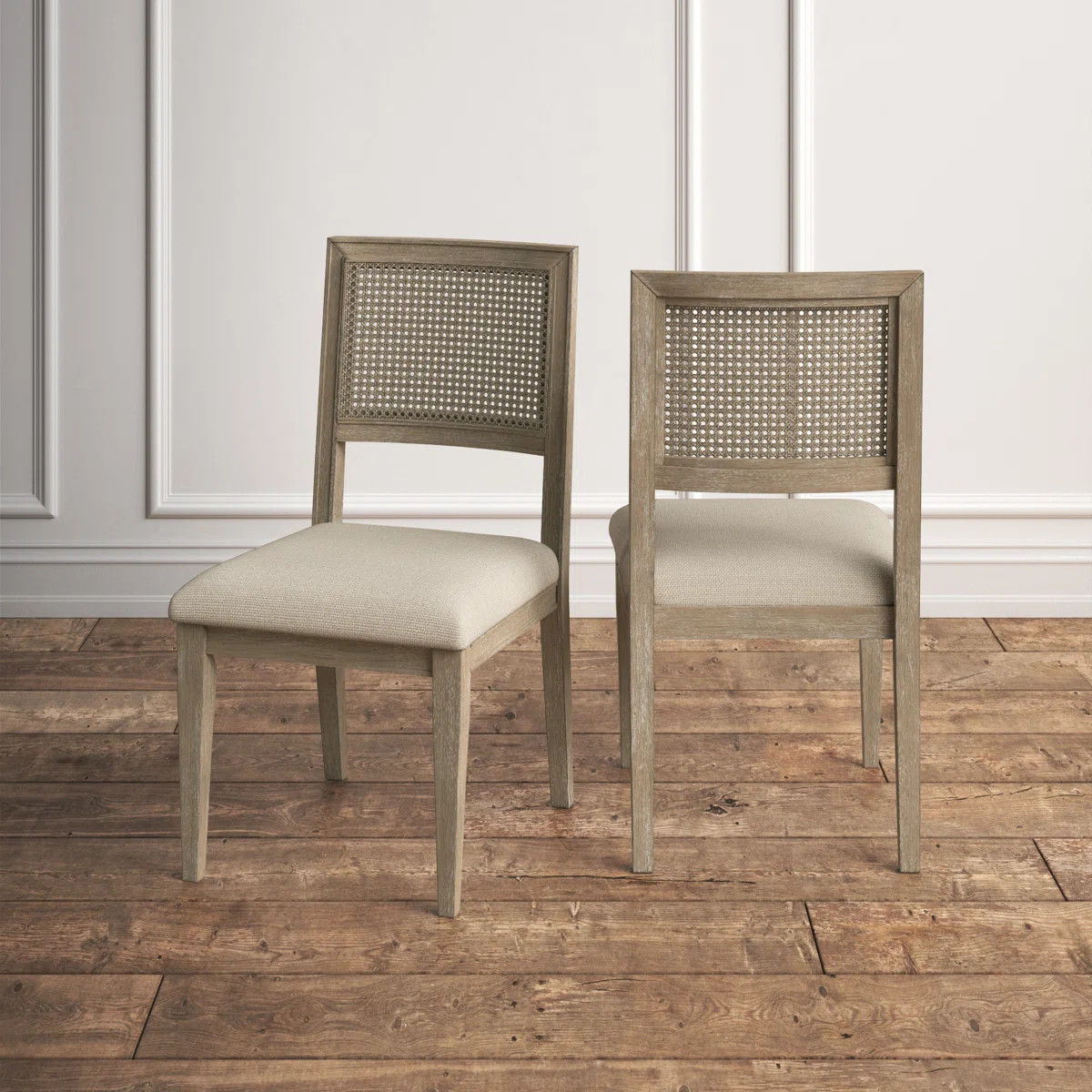 Rattan & Wood Dining Chair Set of 2 (Set of 2) | Wayfair North America