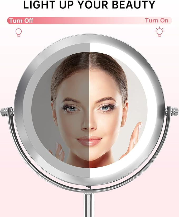Gospire 1x/10x Magnifying Lighted Makeup Mirror Double Sided Round Standing 360 Degree Swivel Mir... | Amazon (US)