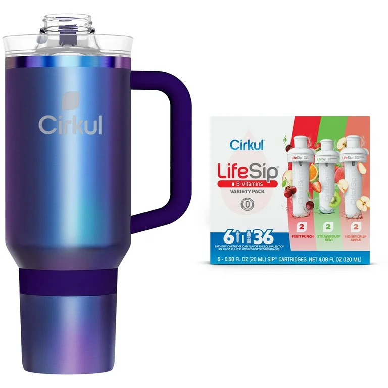 Cirkul 40oz All-Day StrawSip, Chameleon Purple & Cirkul LifeSip Flavor Cartridge Variety Pack, Dr... | Walmart (US)