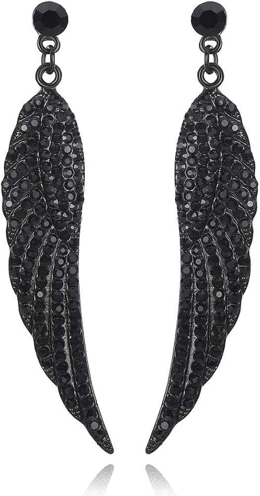 mecresh Vintage Floral Teardrop Butterfly Wing Black Austrian Crystal Drop Dangle Earrings for Wo... | Amazon (US)