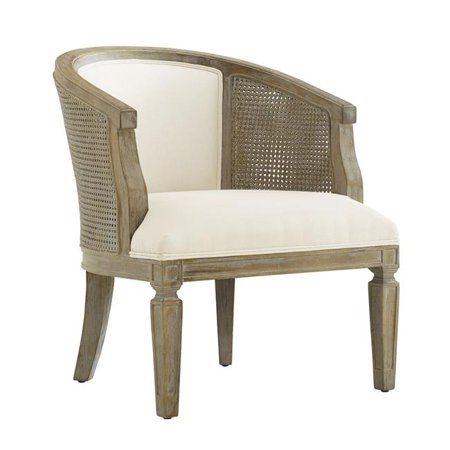 Benzara BM197277 Mesh Design Wooden Accent Chair with Fabric Upholstery, Cream & Brown - 33.5 x 27 x | Walmart (US)