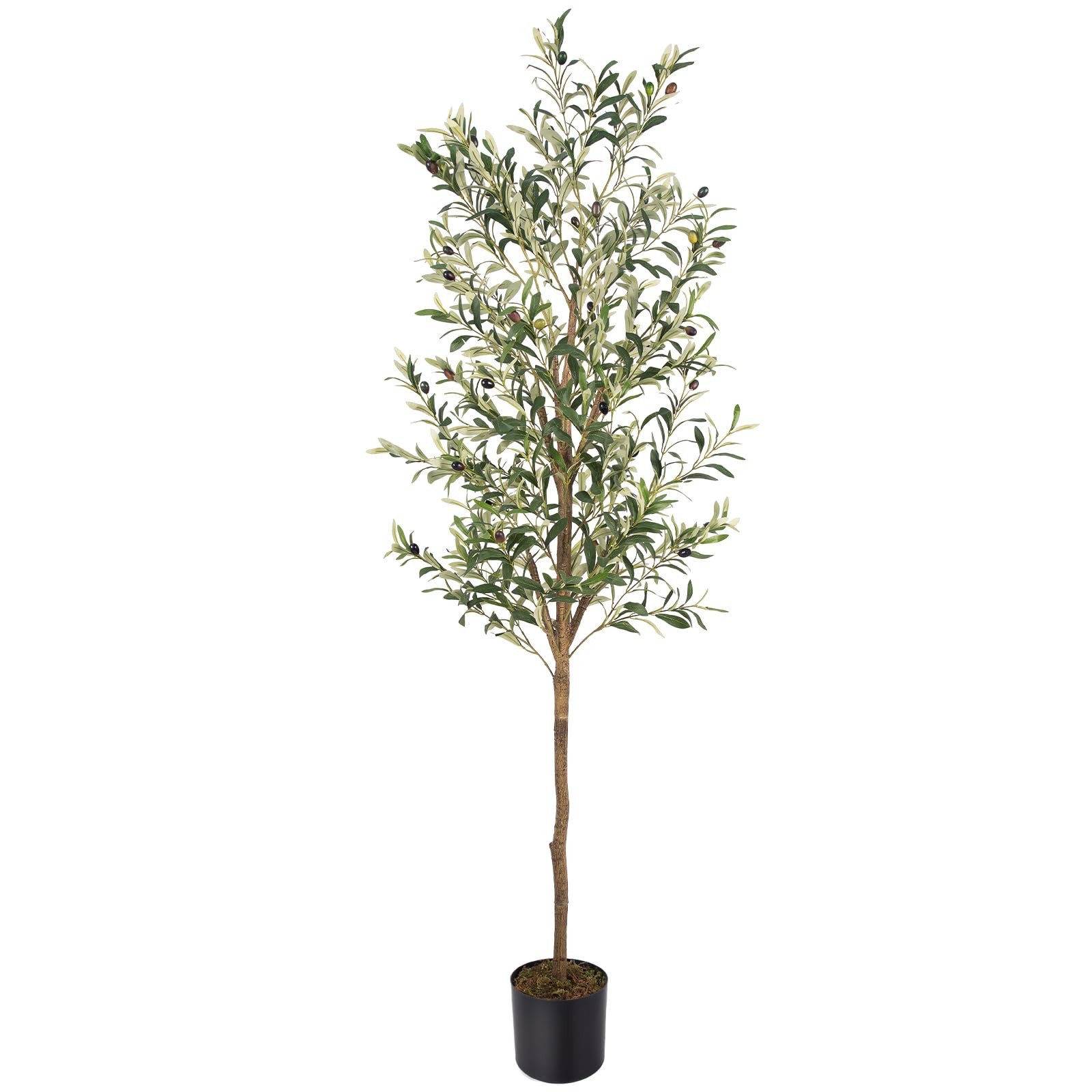 Artificial Fake Olive Tree 6FT Tall 1Pack Faux Silk Olive Tree for Home Living Room Office Decor Faux Artificial Plants Indoor Fake Potted Plants with Fruit & Free Moss | Amazon (US)