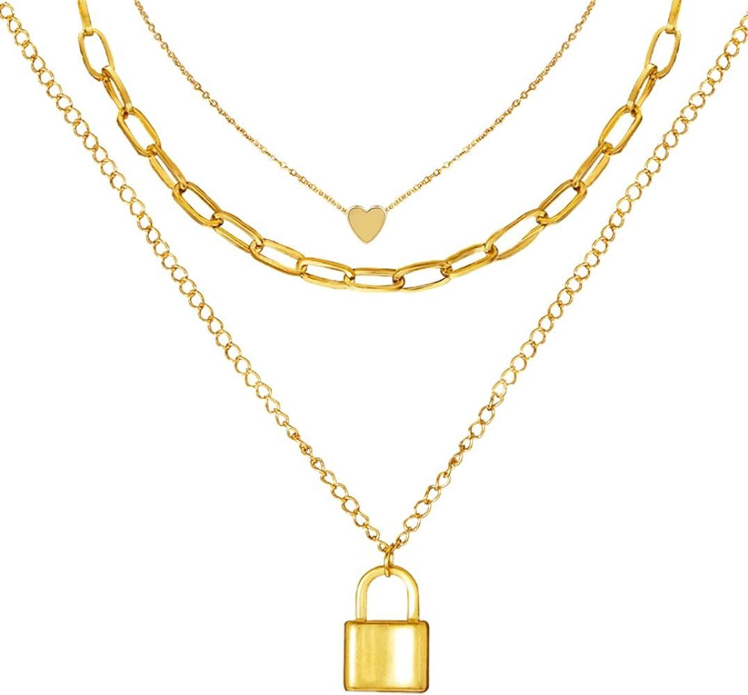 CLASSYZINT Lock Necklaces for Women Cute Padlock Necklaces Chain Necklaces with Lock Pendant Lock... | Amazon (US)