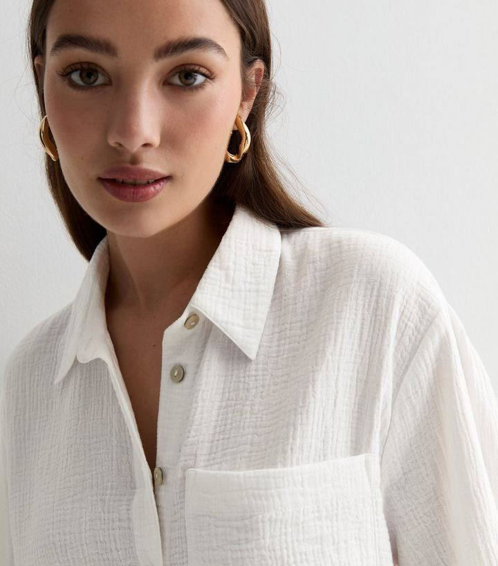 Off White Double Cloth Long Sleeve Shirt | New Look | New Look (UK)