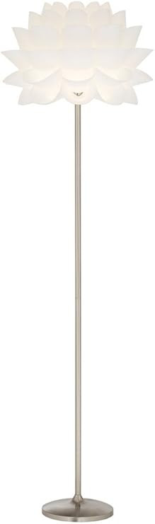 Possini Euro Design Modern Art Deco Floor Lamp Standing 63" Tall Brushed Steel Silver Metal Thin ... | Amazon (US)