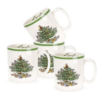 Spode Christmas Tree Mug Set of 4 - 9oz Ceramic - Microwave, Oven, Freezer & Dishwasher Safe - Festive Holiday Coffee Tea Cup | Target