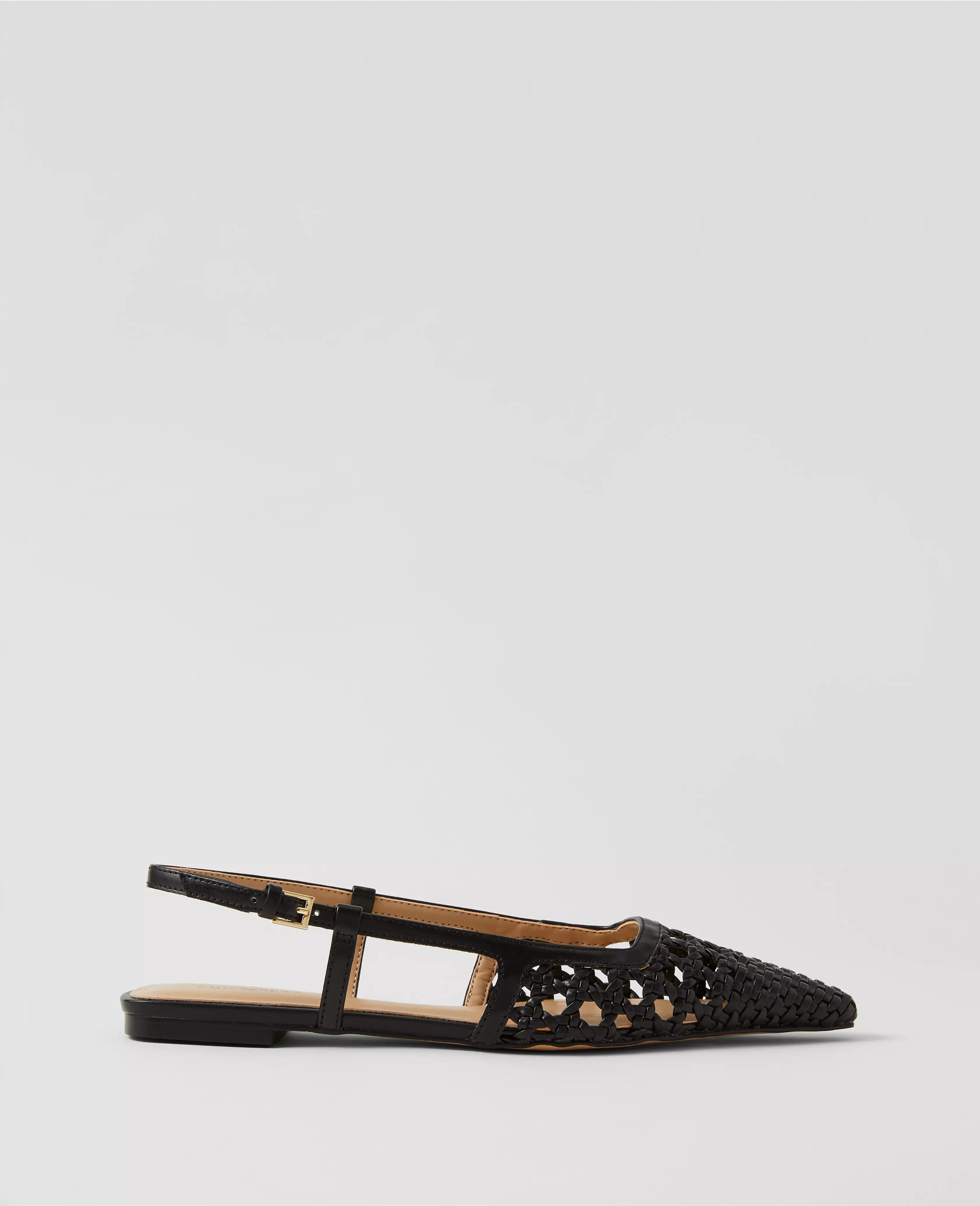 Woven Leather Nip Toe Slingback Flats | Ann Taylor