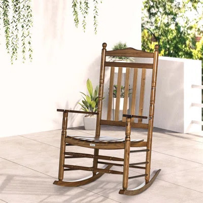 Traditional Wooden High-Back Rocking Chair for Porch and Indoor Use, Ergonomic Design | Wayfair North America