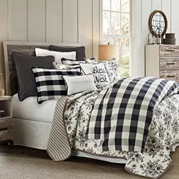 HiEnd Accents Camille 2 Piece Comforter Set with Pillow Sham, Black and Natural Buffalo Check, Tw... | Walmart (US)