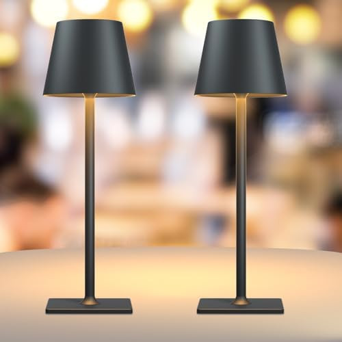 2 Pack Rechargeable Table Lamps,Cordless Lamp with 6000mAh Battery Operated, Portable Indoor/Outd... | Amazon (US)