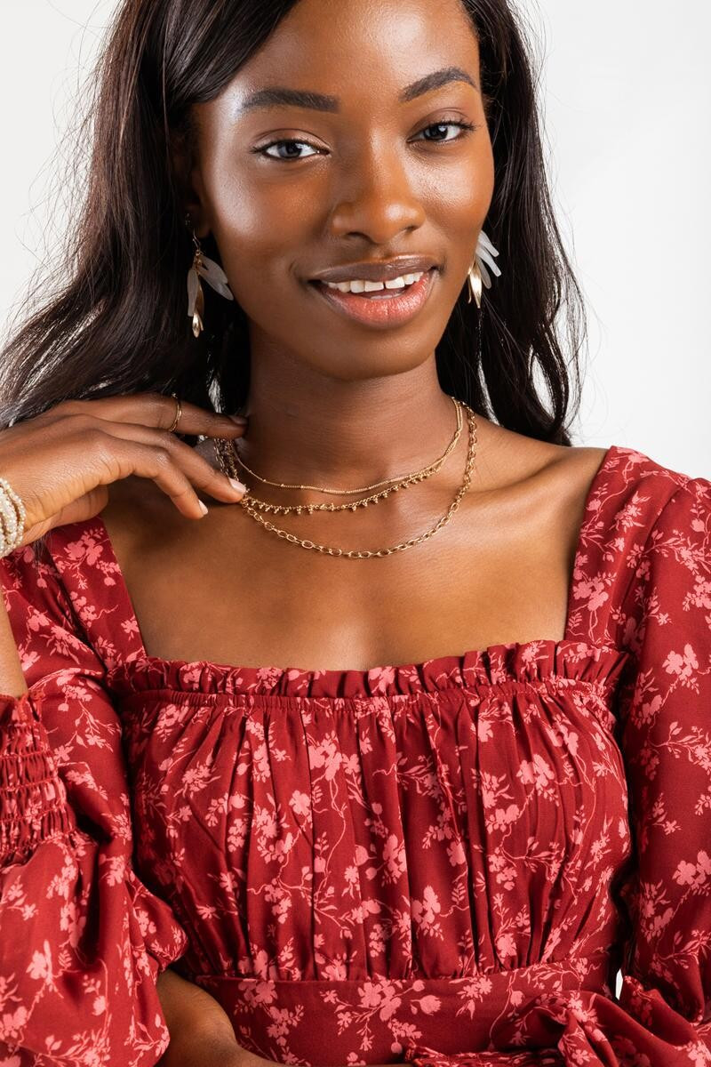 Briella Floral Smocked Cuff Mini Dress | Francesca’s Collections