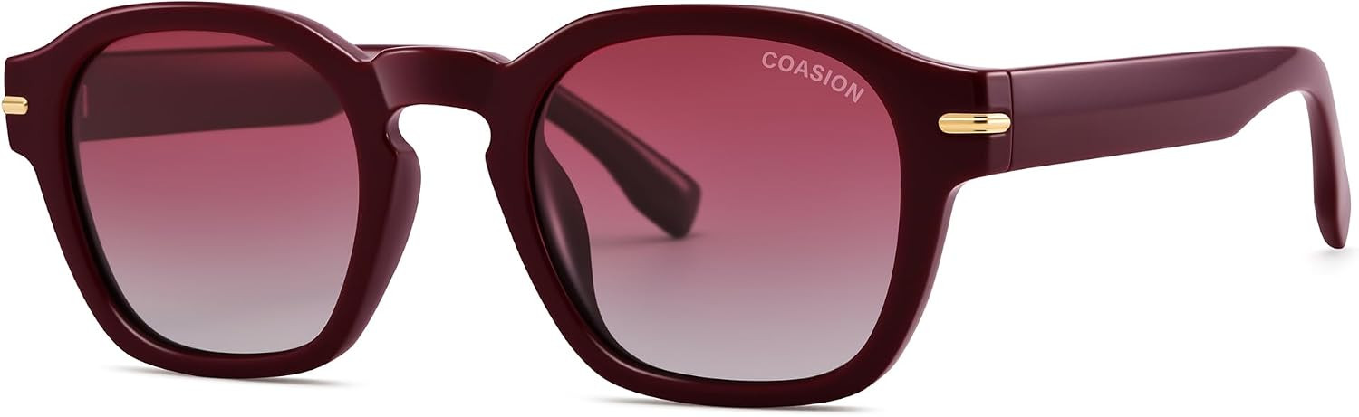 COASION Polarized Square Round Sunglasses Womens Vintage Thick 1.1mm Lens | Amazon (US)