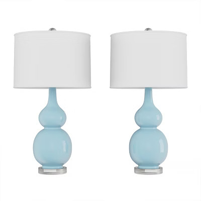 Set of 2 Ceramic Double Gourd Table Lamps (Blue) | Target
