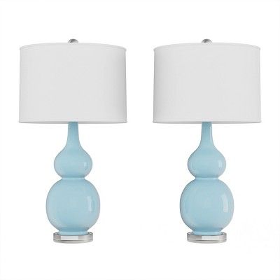 Set of 2 Ceramic Double Gourd Table Lamps (Blue) | Target