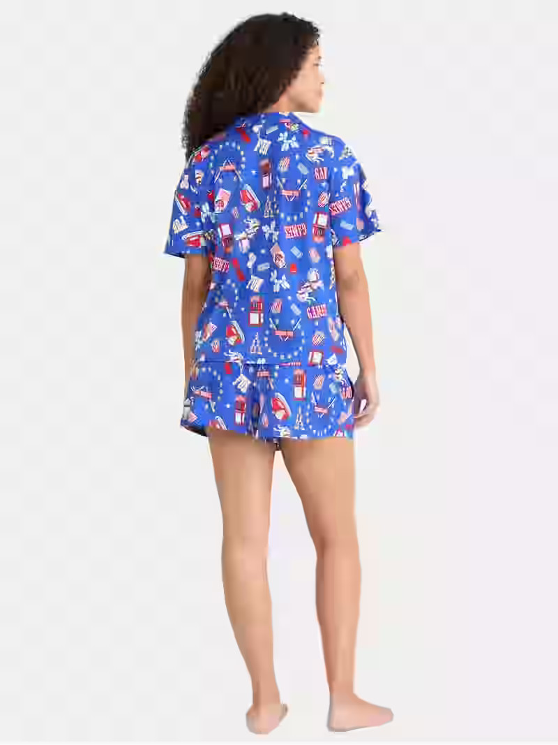 Way to Celebrate Women's Notch Collar Top and Shorts Pajama Set, 2-Piece, Sizes XS-3X | Walmart (US)
