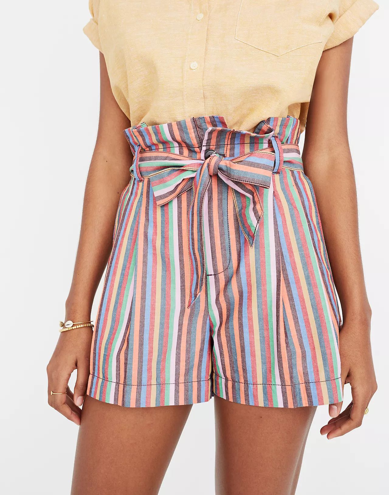 Paperbag Shorts in Rainbow Stripe | Madewell