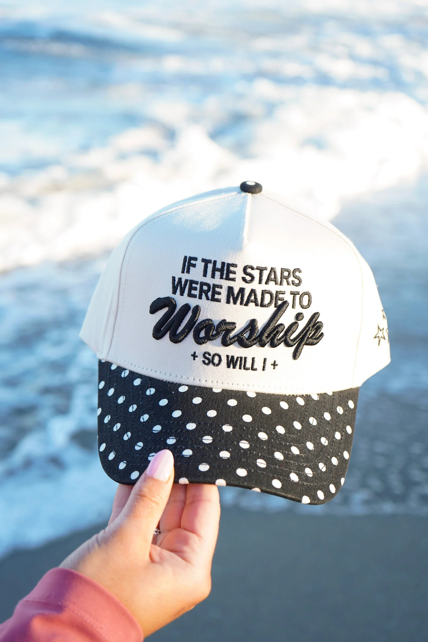 Stars Were Made to Worship - Black Polka Dot Trucker Hat | KenzKustomz