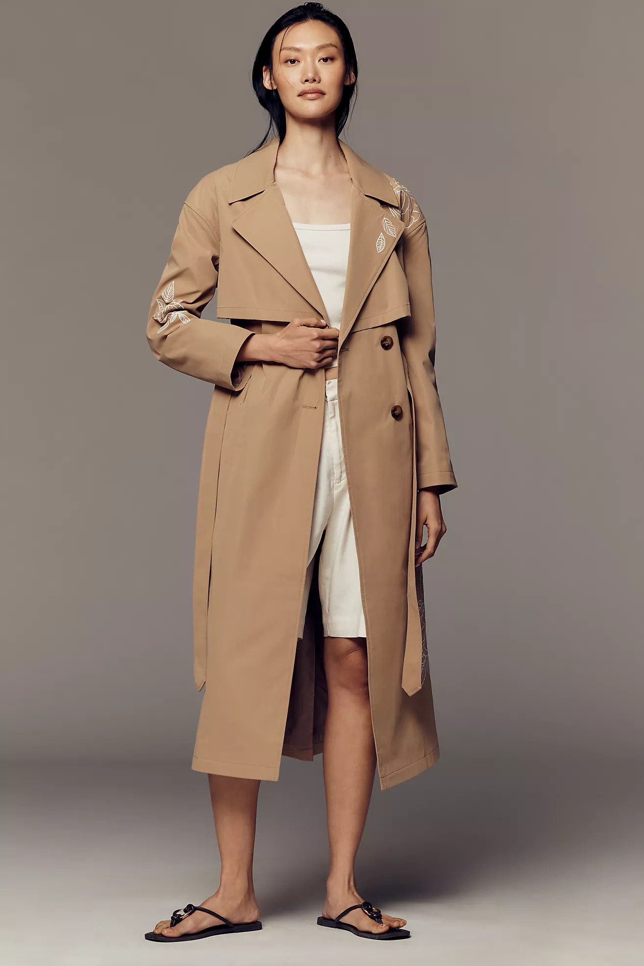 NVLT Longline Embroidered Trench Coat | Anthropologie (US)