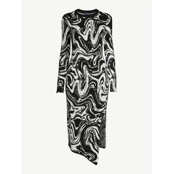 Scoop Women's Asymmetric Dress with Long Sleeves | Walmart (US)
