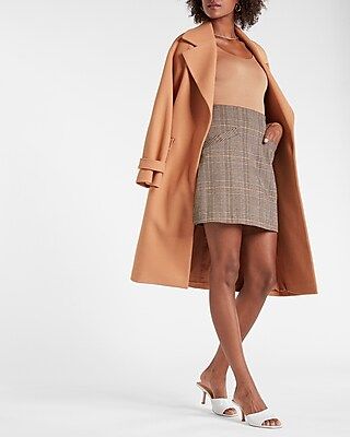 Super High Waisted Plaid Knit Mini Skirt | Express