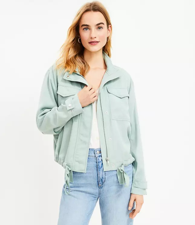 Cinched Twill Jacket | LOFT