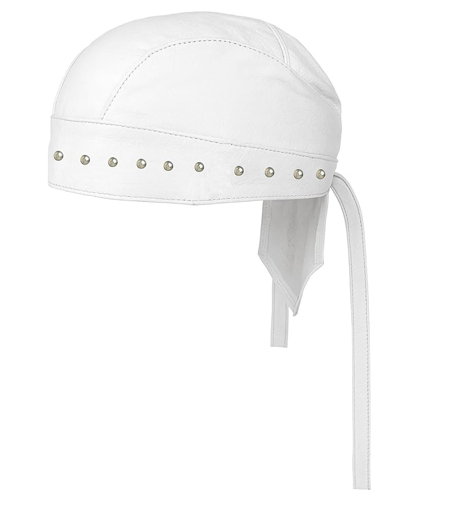 Sheep Leather Skull caps in Black Sweat Head Wraps Studded Skull Cap Bandana Style in Real Do Du ... | Amazon (US)