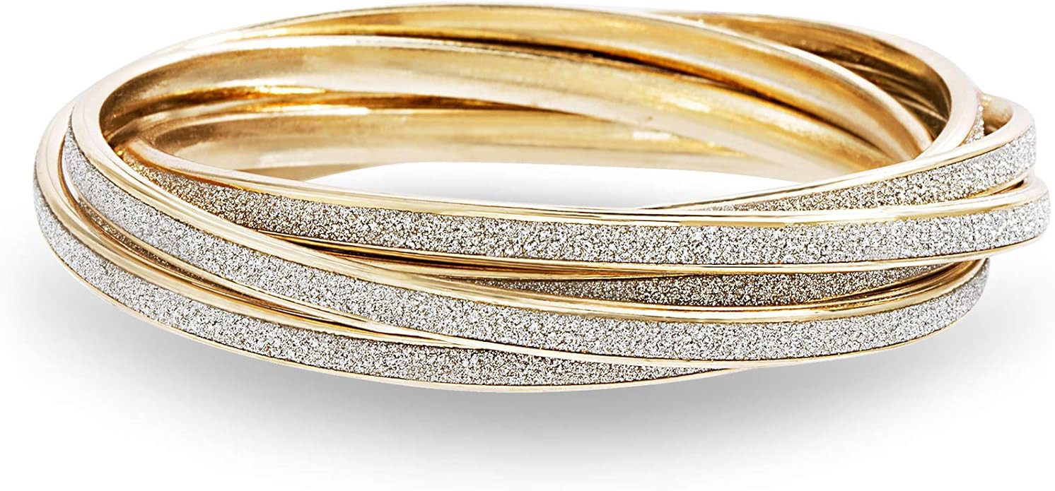Steve Madden Glitter Design Interlocking Bangle Bracelet for Women | Amazon (US)