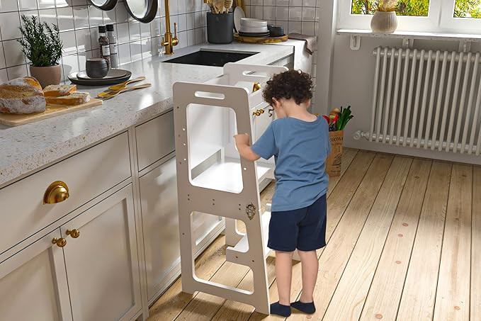 Avenlur Date 4-in-1 Foldable Kitchen Tower - Toddler Step Stool with Chalkboard, Desk Table and C... | Amazon (US)