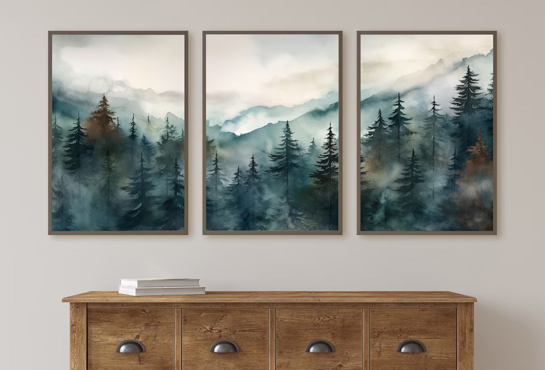 Set of 3 Prints. Watercolor Mountain Prints. 3 Piece Wall Art. Landscape Print Set. Mountain Wall... | Etsy (CAD)