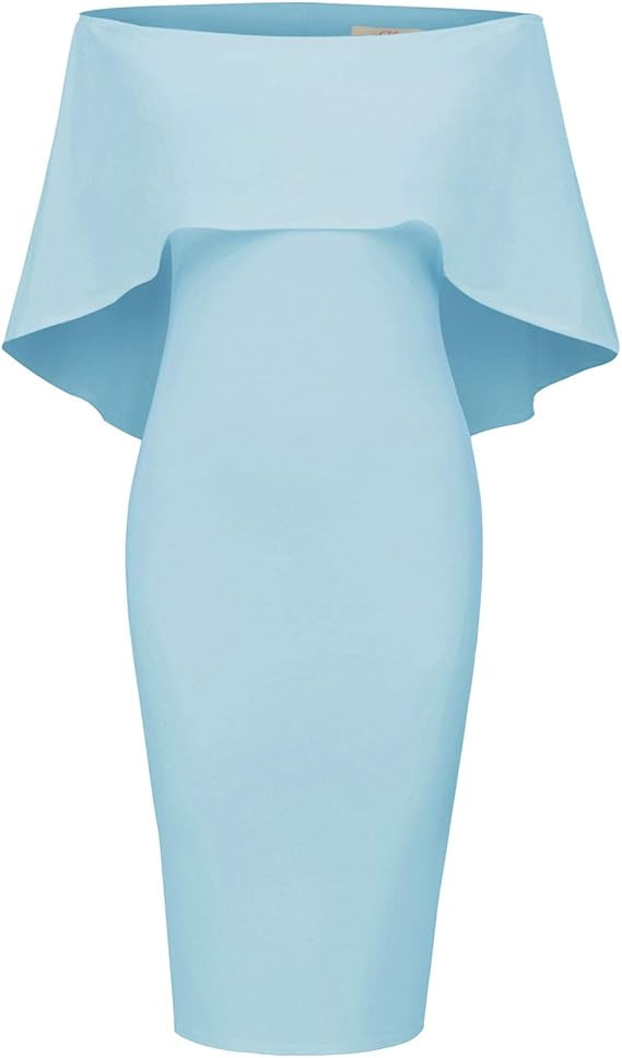 GRACE KARIN Women Off Shoulder Batwing Cape Slim Midi Dress | Amazon (US)